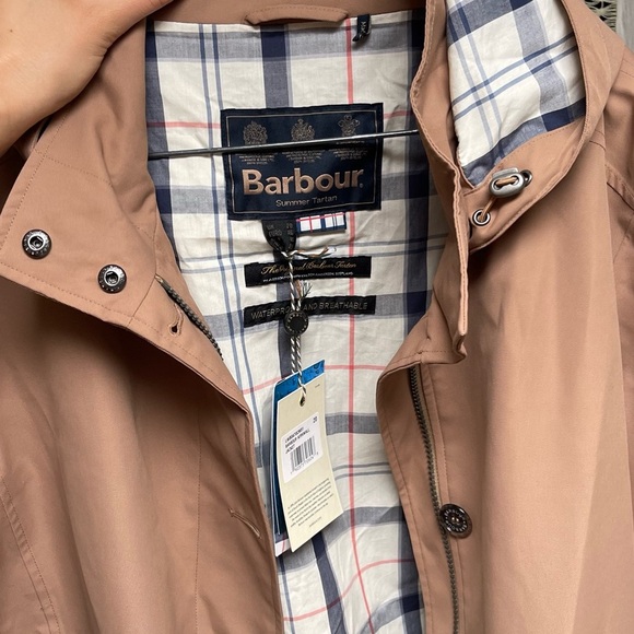 Barbour NWT Kirkwall Waterproof Rain Jacket Removable Hood Camel Tan Women’s 20 - Picture 3 of 12